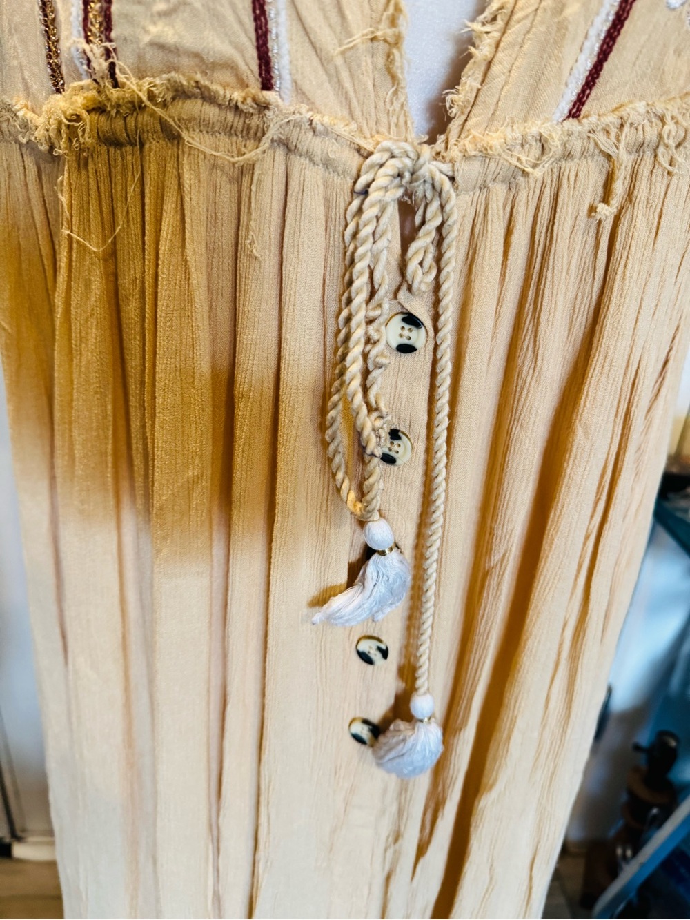 Free People Will Wait For You Midi Embroidered cream dress Boho size L Like New - Picture 5 of 13